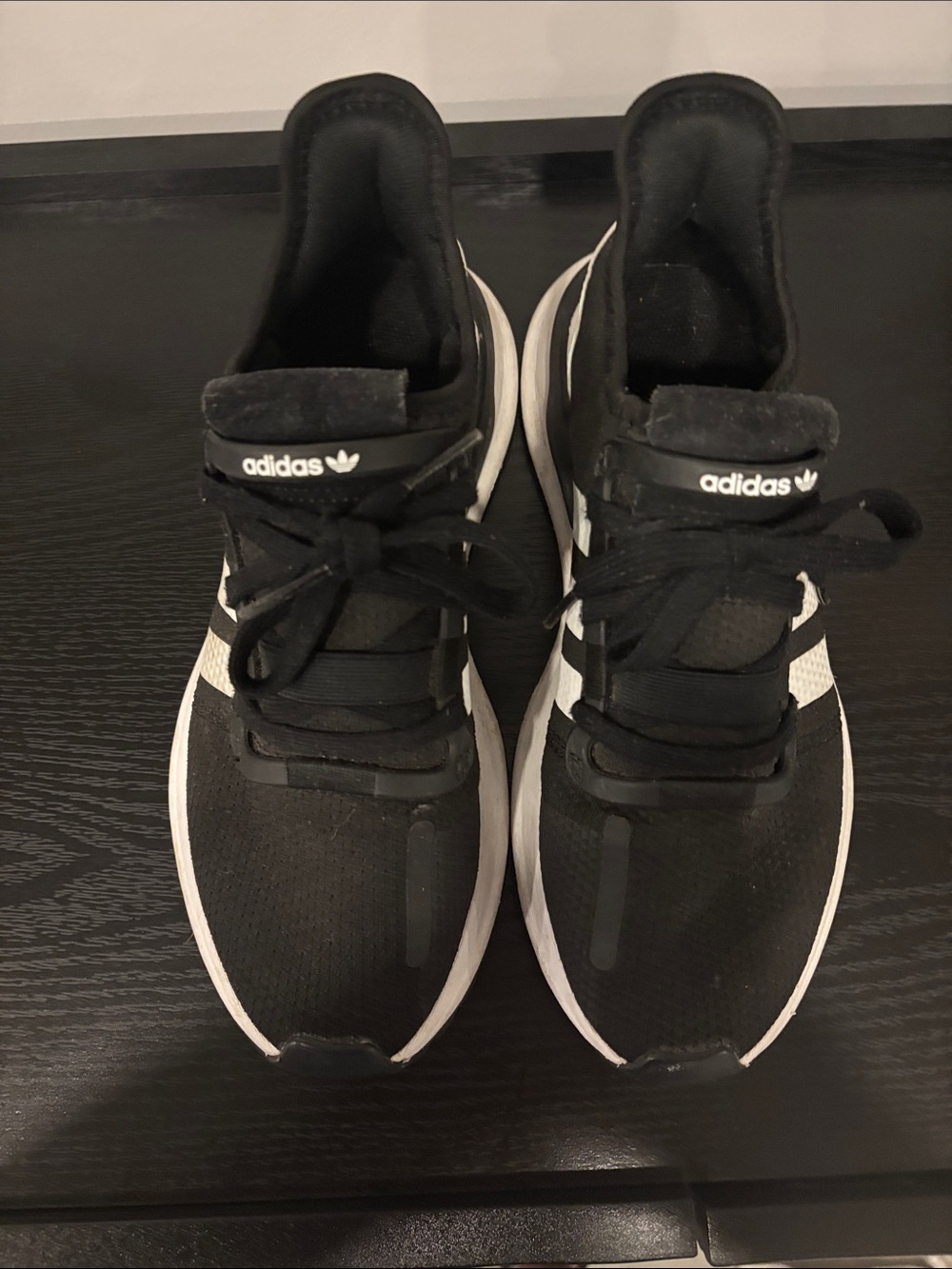 adidas Black Athletic Running Shoes with White Stripes